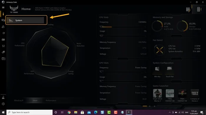 Asus Tuf a15 keyboard color change
